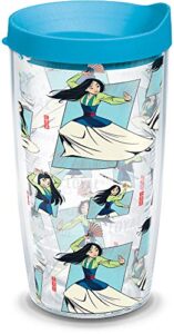 tervis made in usa double walled disney - mulan collage insulated tumbler cup keeps drinks cold & hot, 16oz, collage