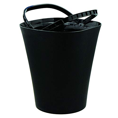 Glad Small Waste Basket with Bag Ring | Trash Can for Home, Office, Bedrooms and Bathrooms, 8.5L, Black