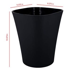 Glad Small Waste Basket with Bag Ring | Trash Can for Home, Office, Bedrooms and Bathrooms, 8.5L, Black