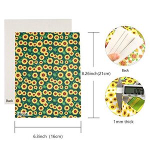 Pllieay 10 Pieces Sunflowers Printed Faux Leather Sheet Glitter PU Synthetic Leather Sheet for Earrings Headbands Making (8.2 x 6.3 inch)