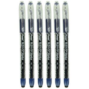 pentel bk91l-c r.s.v.p. stylus medium ballpoint blue ink pens - 6 pack