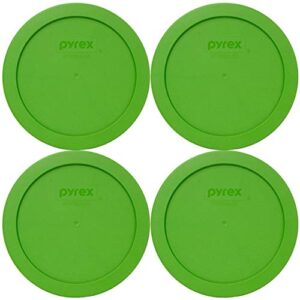 pyrex 7201-pc lawn green round plastic food storage replacement lid, made in usa - 4 pack