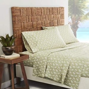 Tommy Bahama - King Sheets, Cotton Percale Bedding Set, Crisp & Cool, Stylish Home Decor (Aloha Pinapple Green, King)