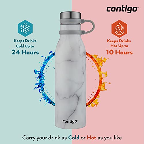 Contigo Matterhorn Water bottle with Thermalock insulation, BPA-free stainless steel bottle with screw cap, leak-proof drinking bottle, keeps beverages up to 24h cold / up to 10h hot, 590 ml