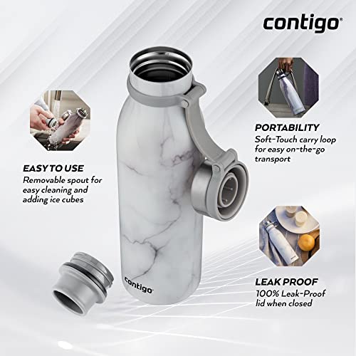 Contigo Matterhorn Water bottle with Thermalock insulation, BPA-free stainless steel bottle with screw cap, leak-proof drinking bottle, keeps beverages up to 24h cold / up to 10h hot, 590 ml