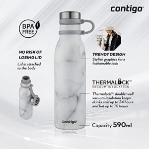 Contigo Matterhorn Water bottle with Thermalock insulation, BPA-free stainless steel bottle with screw cap, leak-proof drinking bottle, keeps beverages up to 24h cold / up to 10h hot, 590 ml