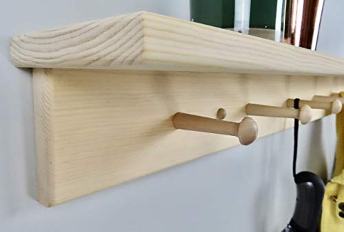 60" Unfinished Shaker Peg Rack With Shelf