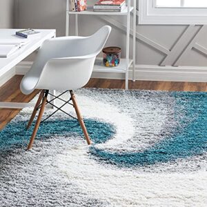 rugs.com soft touch shag collection area rug – 5x8 turquoise shag rug perfect for bedrooms, dining rooms, living rooms