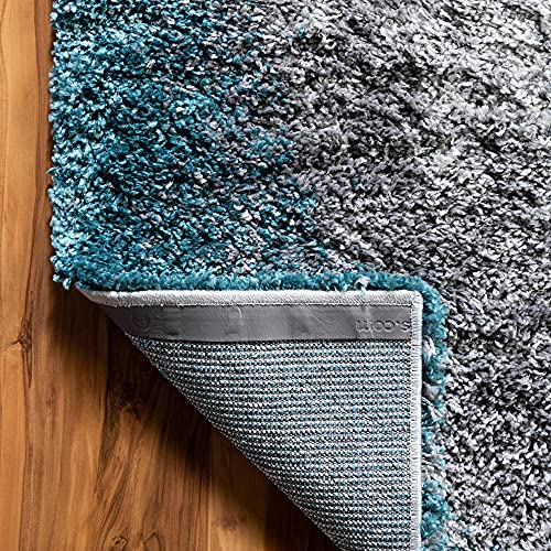 Rugs.com Soft Touch Shag Collection Area Rug – 5x8 Turquoise Shag Rug Perfect for Bedrooms, Dining Rooms, Living Rooms