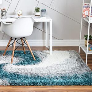 Rugs.com Soft Touch Shag Collection Area Rug – 5x8 Turquoise Shag Rug Perfect for Bedrooms, Dining Rooms, Living Rooms