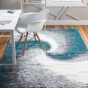 Rugs.com Soft Touch Shag Collection Area Rug – 5x8 Turquoise Shag Rug Perfect for Bedrooms, Dining Rooms, Living Rooms