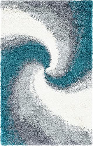 Rugs.com Soft Touch Shag Collection Area Rug – 5x8 Turquoise Shag Rug Perfect for Bedrooms, Dining Rooms, Living Rooms