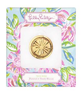 lilly pulitzer cell phone gold metal stability tech ring, citrus