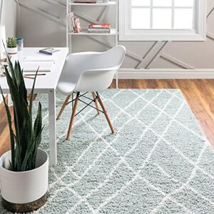 Rugs.com Soft Touch Shag Collection Area Rug – 2x3 Sage Green Shag Rug Perfect for Entryways, Kitchens, Breakfast Nooks, Accent Pieces