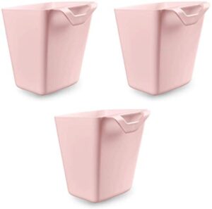 lotsa style hanging multi-purpose storage bin bucket organizer for utility rolling cart craft supplies, 3 pack (pink)