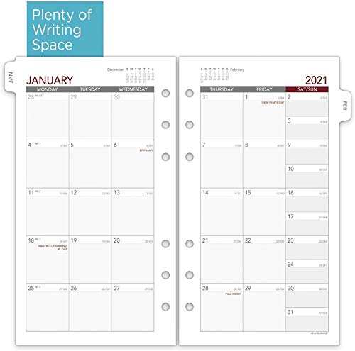 2021 Monthly Planner Refill by AT-A-GLANCE, 87129 DAY-TIMER, 3-3/4" x 6-3/4", Size 3 (063-685Y)