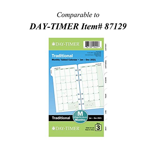 2021 Monthly Planner Refill by AT-A-GLANCE, 87129 DAY-TIMER, 3-3/4" x 6-3/4", Size 3 (063-685Y)