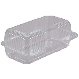 The Bakers Pantry cake roll container Clear Hinged Lid disposable 9"x 5 great for Loaf Deep Cookies plastic containers disposable donut cookie sandwich clamshell containers for food (Pack of 50)