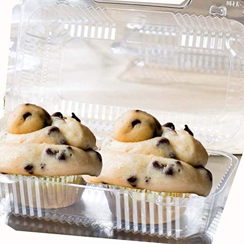 The Bakers Pantry cake roll container Clear Hinged Lid disposable 9"x 5 great for Loaf Deep Cookies plastic containers disposable donut cookie sandwich clamshell containers for food (Pack of 50)