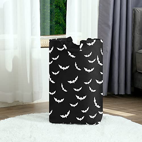 XUWU 50L Laundry Basket Halloween Bats Goth Foldable Laundry Hamper with Padded Handles Waterproof Durable Clothes Hamper Storage Basket for Toys Clothes Organizer