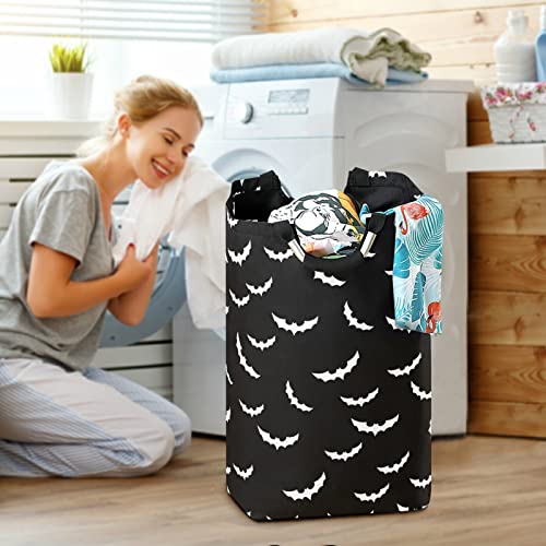 XUWU 50L Laundry Basket Halloween Bats Goth Foldable Laundry Hamper with Padded Handles Waterproof Durable Clothes Hamper Storage Basket for Toys Clothes Organizer