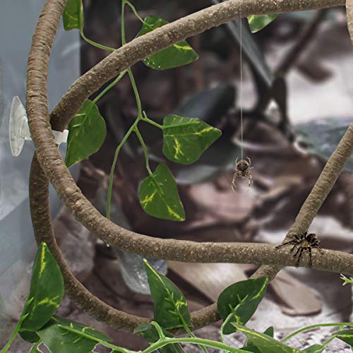 Coolrunner 8FT Reptile Vines and Flexible Reptile Leaves with Suction Cups Jungle Climber Long Vines Habitat Decor for Climbing, Chameleon, Lizards, Gecko