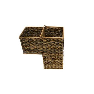 14.5" Plastic Wicker Storage Stair Basket With Handles by Trademark Innovations (Brown)