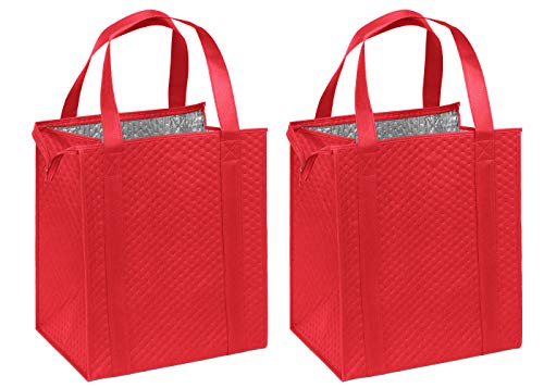 Hannah Smart Large Capacity Heavy Duty Insulated Shopping Bag (2, Red)