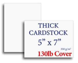extra heavy duty 130lb cover cardstock - 5" x 7" bright white - 350gsm 17pt thick paper - index, flash & post card stock - 40 pack