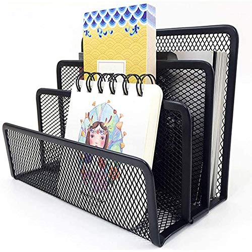 Desk Mail Organizer Small File Letter Holder Metal Mesh Desktop Storage for Home or Office Desk (2 Pack Black)