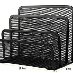 Desk Mail Organizer Small File Letter Holder Metal Mesh Desktop Storage for Home or Office Desk (2 Pack Black)