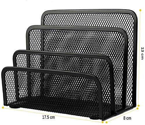 Desk Mail Organizer Small File Letter Holder Metal Mesh Desktop Storage for Home or Office Desk (2 Pack Black)