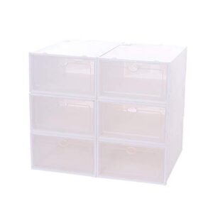 topbathy shoe storage box 6pcs shoe storage boxes clear stackable shoe container boxes shoe storage bins drawer type closet cabinet for women white closet shoe box