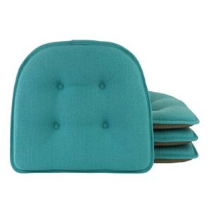 klear vu omega non-slip universal chair cushions for dining room, kitchen and office use, u-shaped skid-proof seat pad, 15x16 inches, 4 pack, 07 teal
