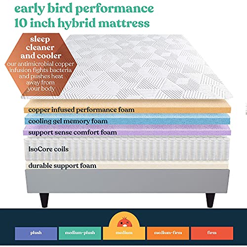 EARLY BIRD Performance 12 Inch Hybrid Mattress, Full, Cooling Copper Infusion