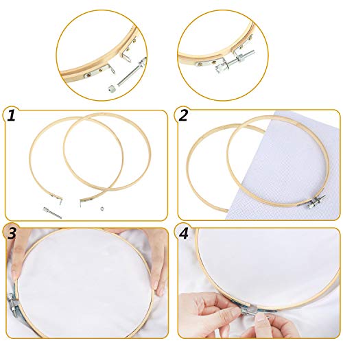 53 Pieces Cross Stitch Tool Embroidery Starter Kit, Includes Bamboo Circle Cross Stitch Hoop Ring, Vintage Sewing Scissors, Needle-Threading Tools, Thimbles, Floss Bobbins, Seam Ripper and Embroidery