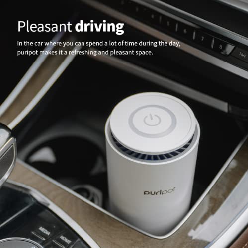 PURIPOT Mobile M1+ Portable/Personal Air Purifier for Car, Room, Office with USB, VOC Sensor, HEPA Filters Upgrade Version, Blue Light PCO, 23db, CES 2020 Innovation Award Winner from Las Vegas