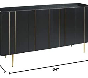 Signature Design by Ashley Brentburn Contemporary Accent Cabinet or TV Stand, Black