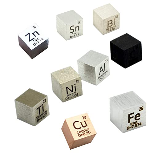 0.39" Element Cube Set 10mm Density Cubes for Periodic Table Collection Up to 99.99% Purity (0.39“, 9-01)