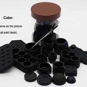 Vitakiwi Silicone Concentrate Black Containers 3ml 5ml 7ml 9ml 15ml Skull 22ml 26ml Bee 35ml 6+1 Multi Compartment Oil Jars with Carving Tool (9PCS)