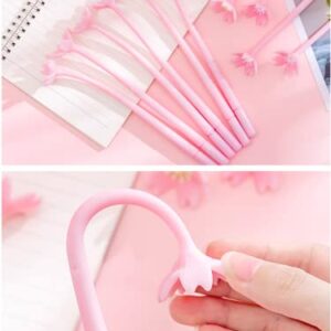 MIAO YUAN 20PCS Romantic Flowers Gel Ink Pen Cute Black Writing Pens Ballpoint Black Ink Gel Pen Party Gift Gel Ink Pens Funny School Stationery Office Supplies