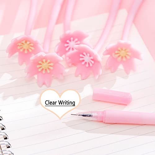 MIAO YUAN 20PCS Romantic Flowers Gel Ink Pen Cute Black Writing Pens Ballpoint Black Ink Gel Pen Party Gift Gel Ink Pens Funny School Stationery Office Supplies