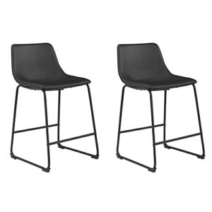 signature design by ashley centiar 24" counter height modern bucket barstool, 2 count, black