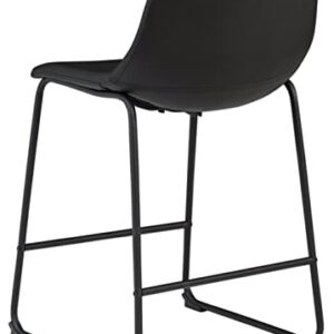 Signature Design by Ashley Centiar 24" Counter Height Modern Bucket Barstool, 2 Count, Black