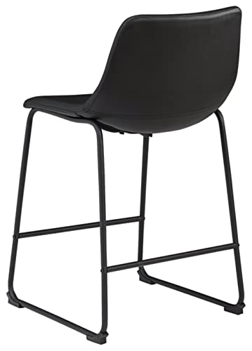 Signature Design by Ashley Centiar 24" Counter Height Modern Bucket Barstool, 2 Count, Black