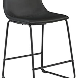 Signature Design by Ashley Centiar 24" Counter Height Modern Bucket Barstool, 2 Count, Black