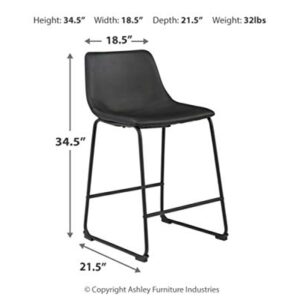 Signature Design by Ashley Centiar 24" Counter Height Modern Bucket Barstool, 2 Count, Black