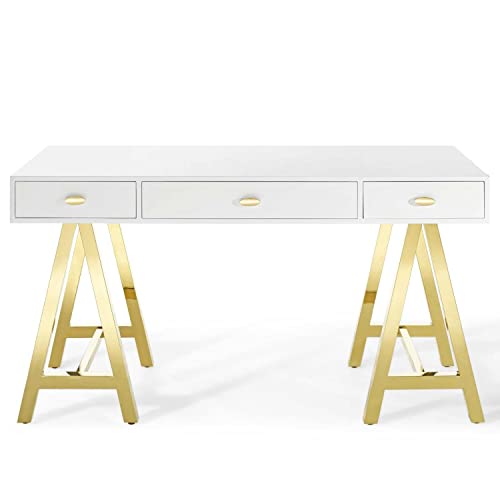 Modway Jettison Office Desk, Gold White