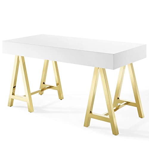 Modway Jettison Office Desk, Gold White