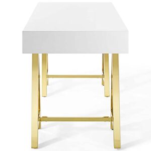 Modway Jettison Office Desk, Gold White